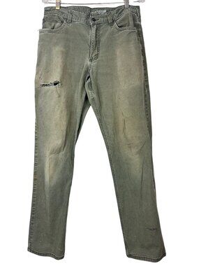 Carhartt Relaxed Fit Olive Work Pants 34x34 Distressed Construction Utility Wear